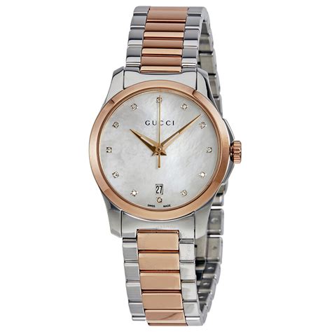 ladies gucci watch mother of pearl|Gucci g timeless diamond watch.